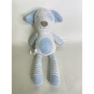 Baby Aspen Blue White Dog Puppy Plush Lovey Stuffed Animal Toy Striped Arms Legs